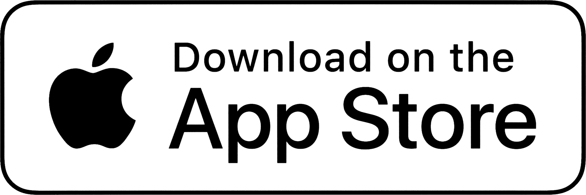 Black text "Download on the App Store" next to a black Apple logo, all within a black-outlined rectangle.