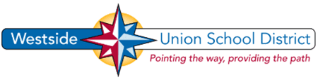 Logo of the Westside Union School District with a compass design and the slogan "Pointing the way, providing the path" beneath it.