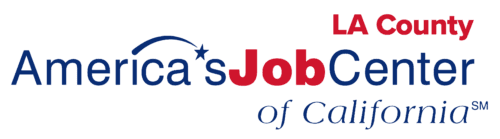 Logo of America's Job Center of California with "LA County" written in red text on the top right.