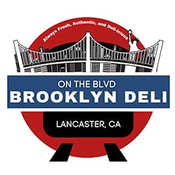 Logo of Brooklyn Deli in Lancaster, CA featuring a bridge design with the text 