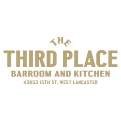 The Third Place Barroom and Kitchen logo, with the address 43953 15th St. West, Lancaster.