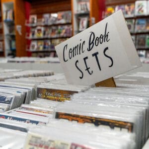 comic book store with a sign that says comic book sets