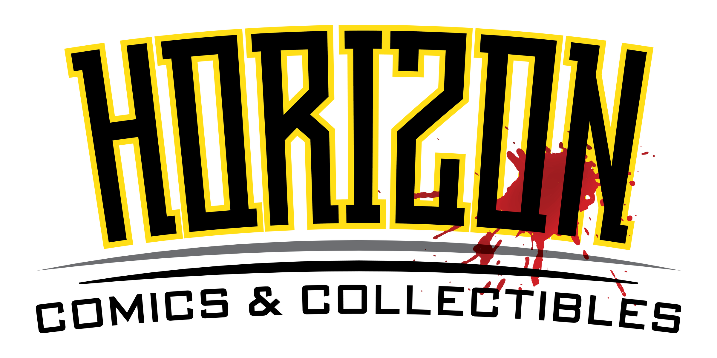 Bold yellow and black logo with the word "Horizon" featuring red and gray accents.