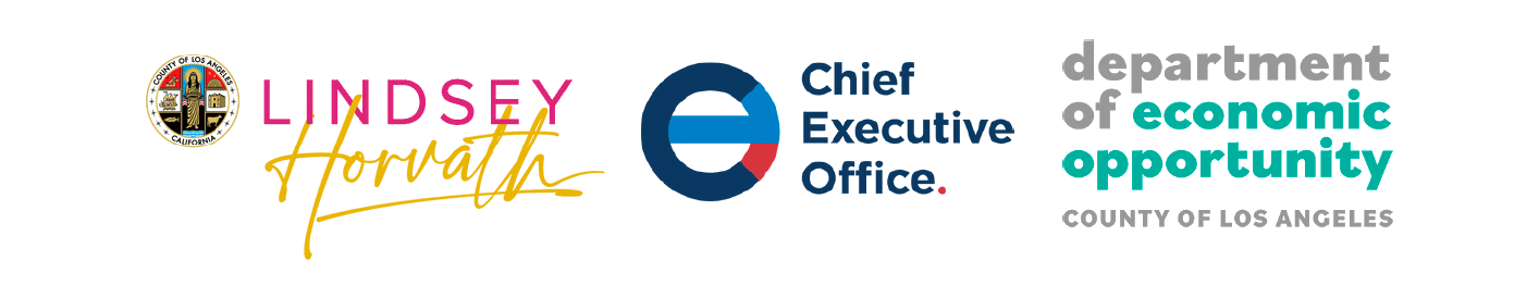 Logos of the County of Los Angeles, Lindsey Horvath, Chief Executive Office, and Department of Economic Opportunity.